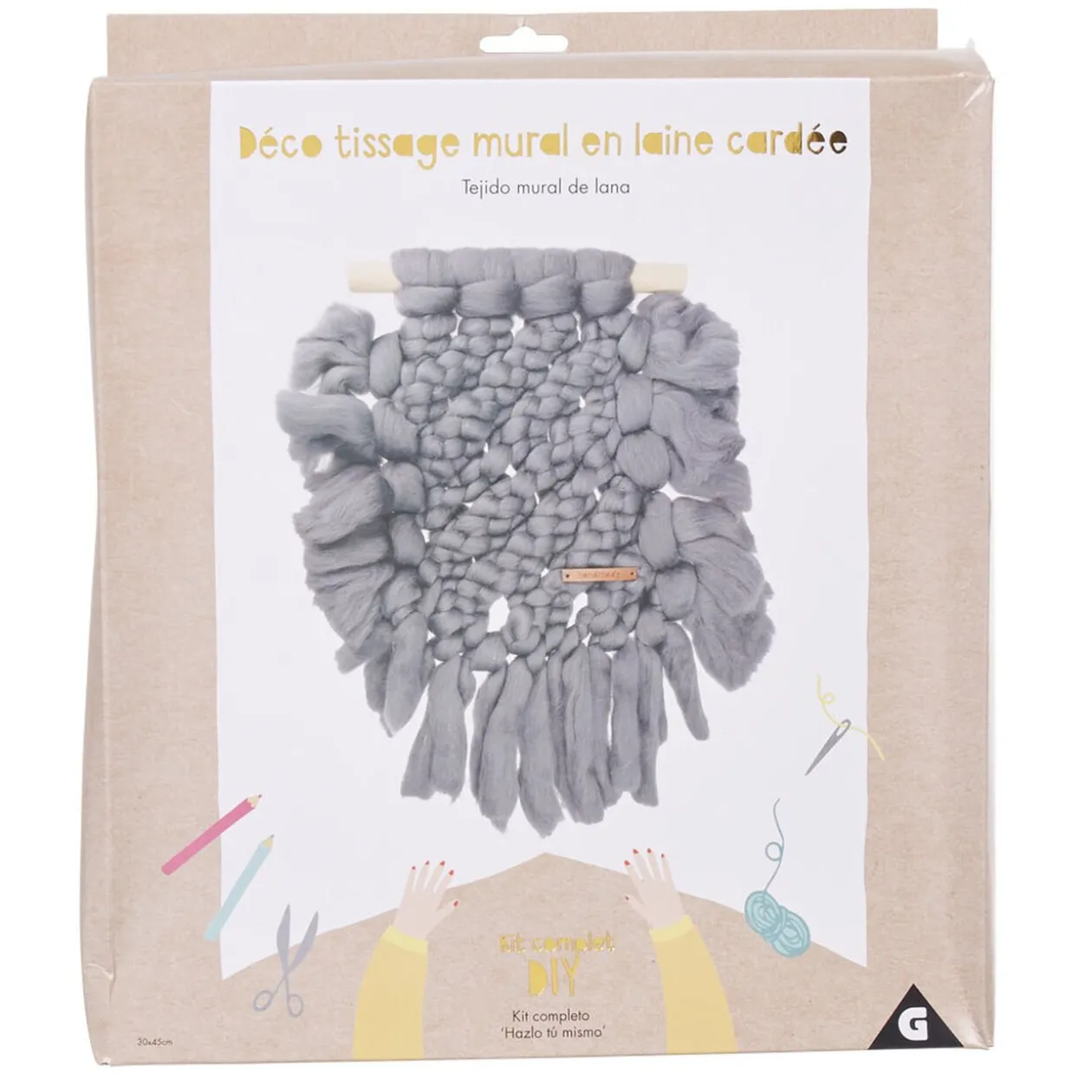 Décoration tissage mural en laine cardée à fabriquer