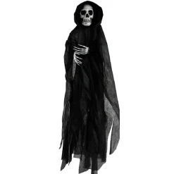 Décoration Tête de mort avec voile à suspendre H100 cm