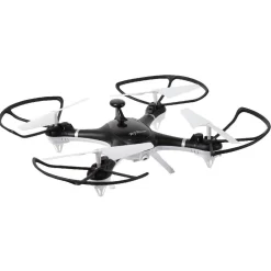 Drone radiocommandé noir et blanc avec caméra