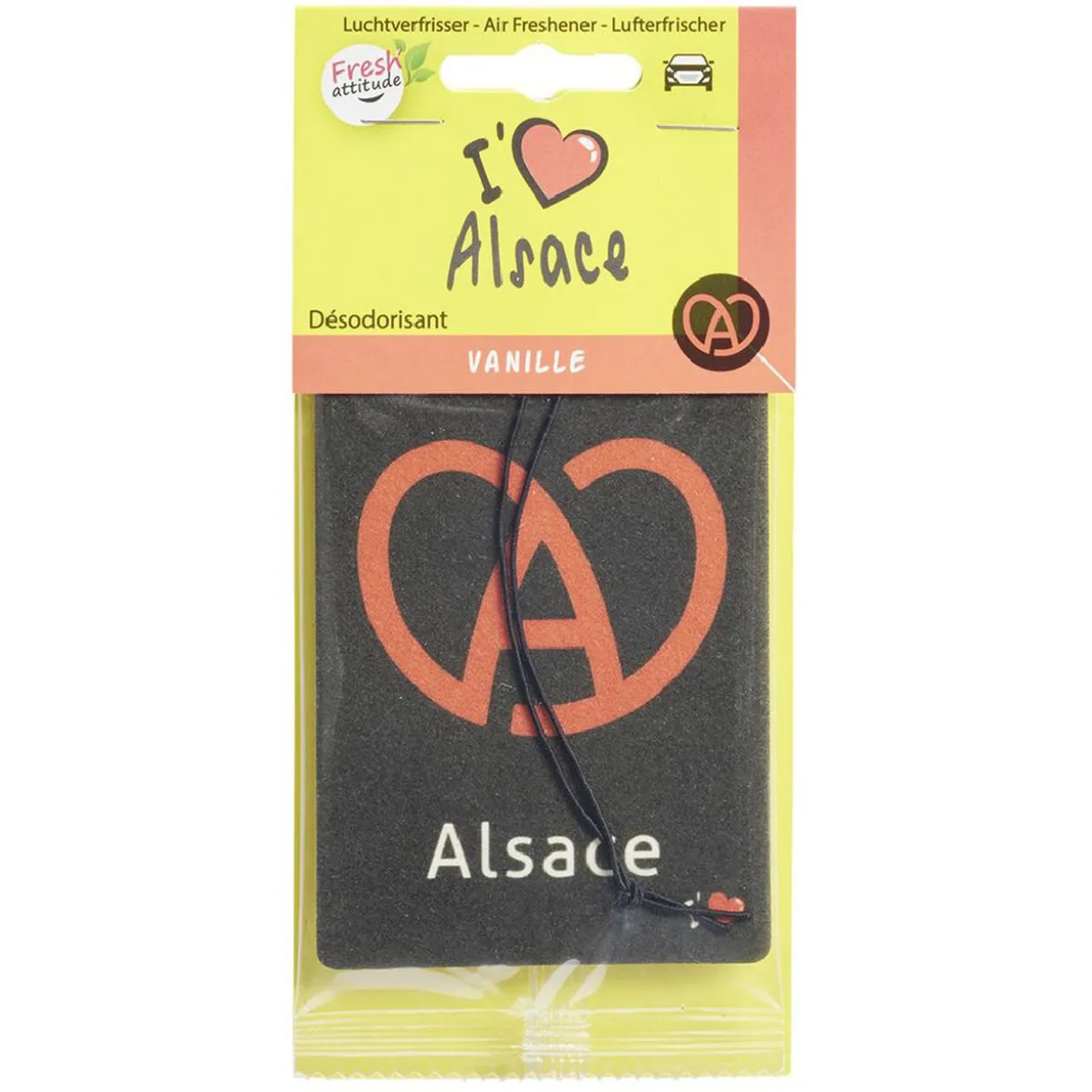 Désodorisant voiture carte magique I love Alsace senteur vanille