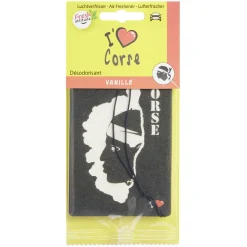 Désodorisant voiture carte magique I love Corse senteur vanille