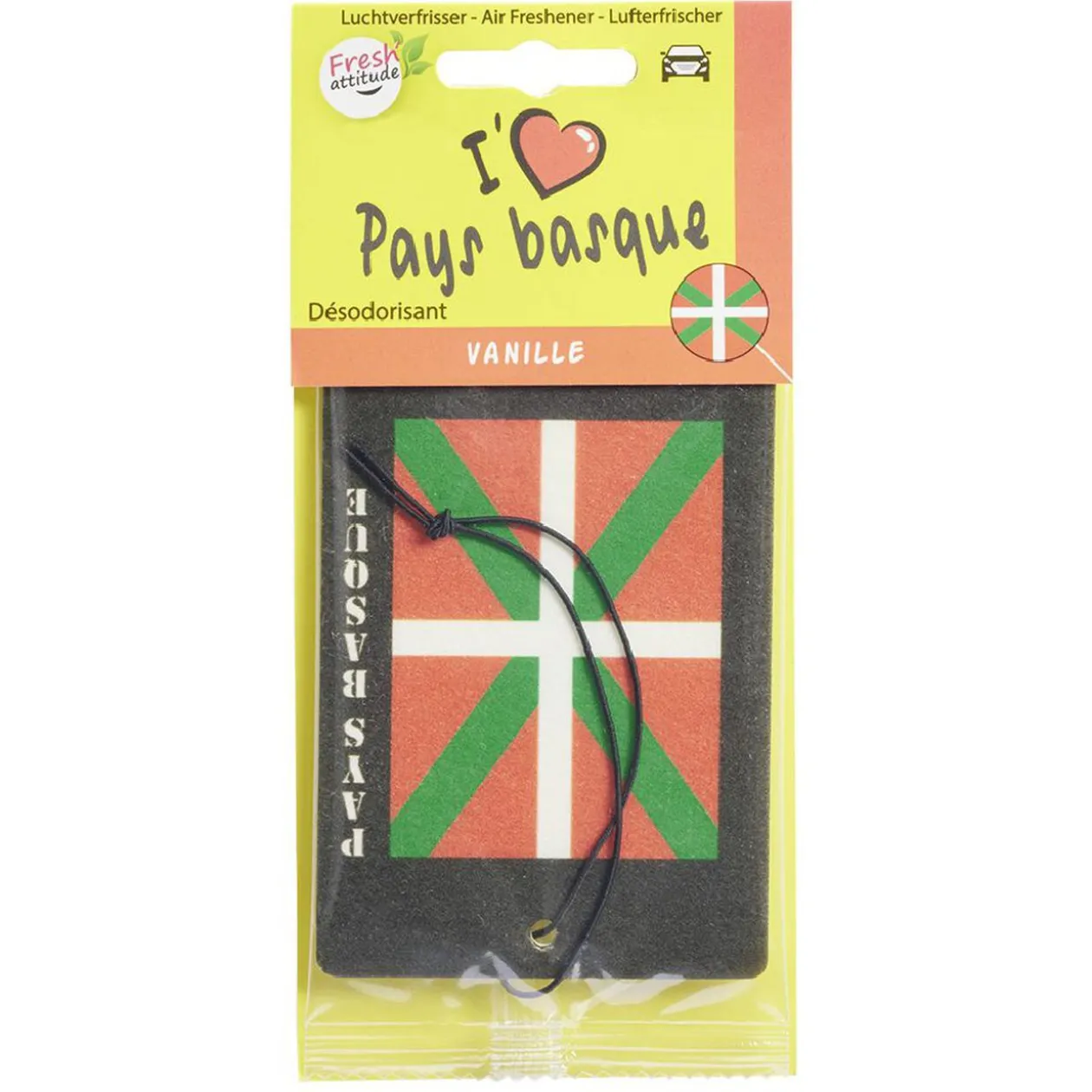 Désodorisant voiture carte magique I love Pays Basque senteur vanille