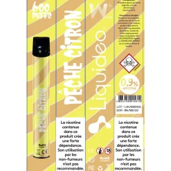 E-cigarette jetable pêche citron 2 ml 0.9% nicotine