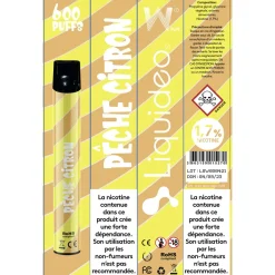 E-cigarette jetable pêche citron 2 ml 1.7% nicotine