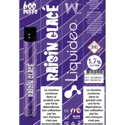E-cigarette jetable raisin glacé 2 ml 1.7% nicotine
