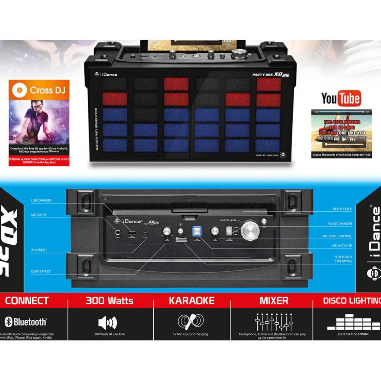 Enceinte Bluetooth iDance Disco LED et musique synchronisés 300W