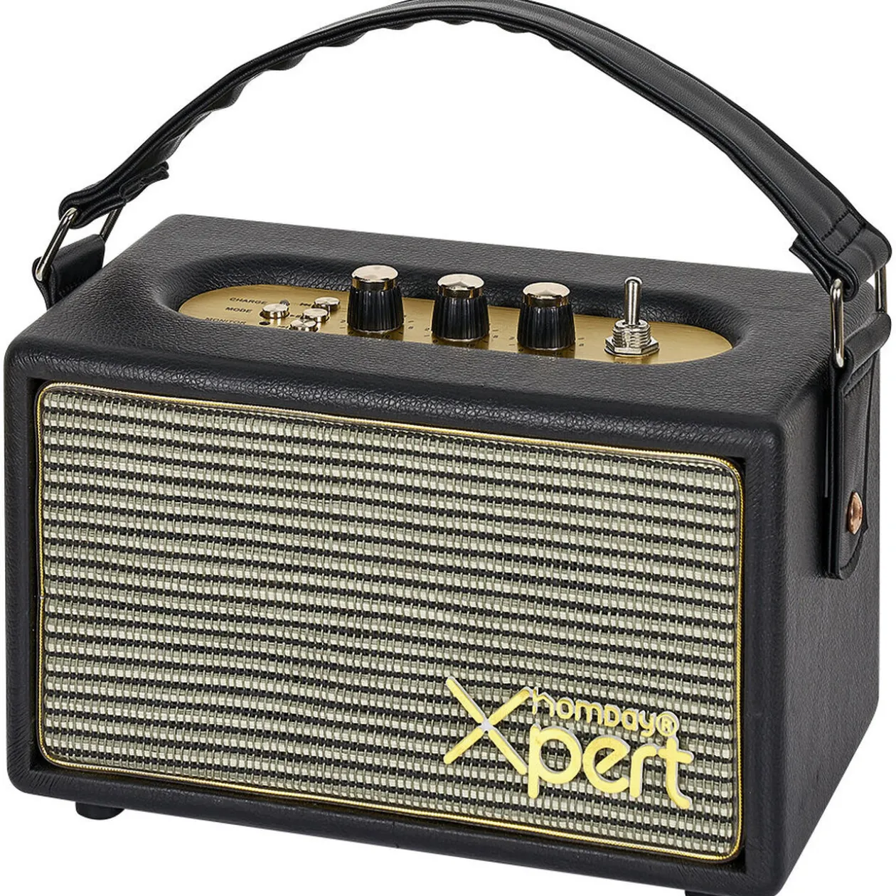 Enceinte bluetooth sans fil Homday X-Pert rétro marron et doré