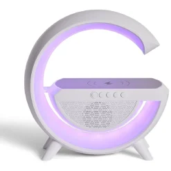 Enceinte multifonction forme G lampe et chargeur à induction