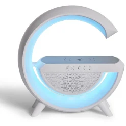 Enceinte multifonction forme G lampe et chargeur à induction