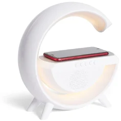 Enceinte multifonction forme G lampe et chargeur à induction