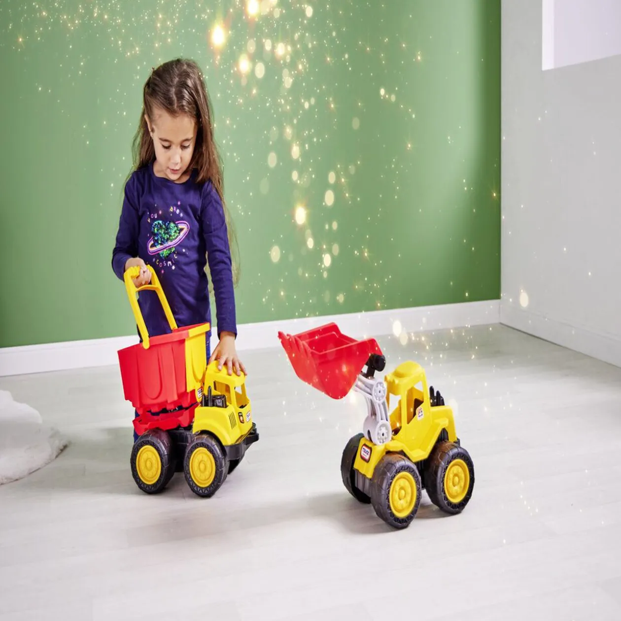 Engin de chantier jaune et rouge