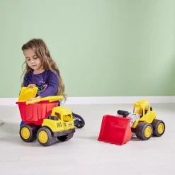 Engin de chantier jaune et rouge