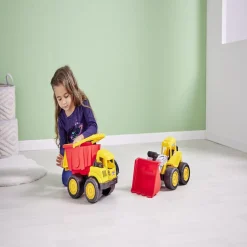 Engin de chantier jaune et rouge