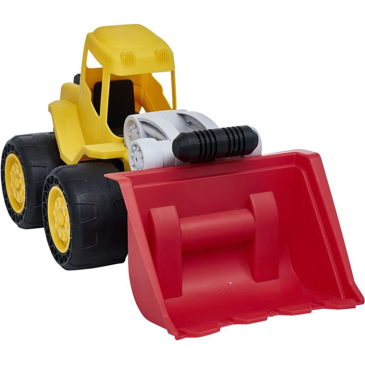 Engin de chantier jaune et rouge