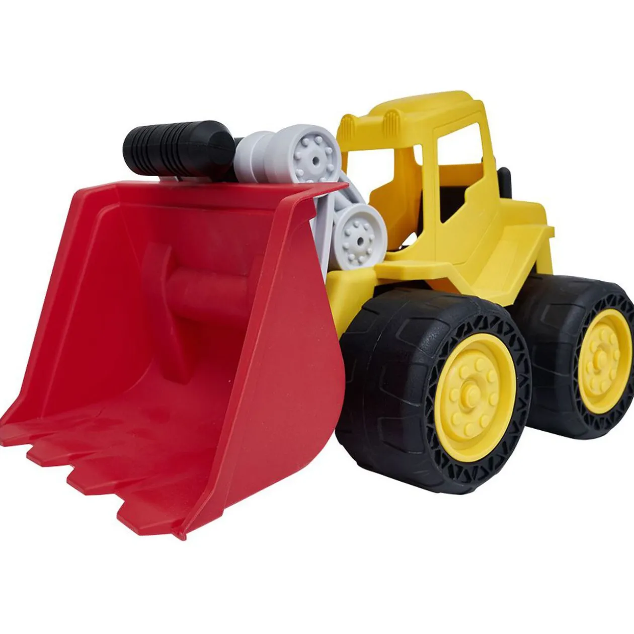 Engin de chantier jaune et rouge