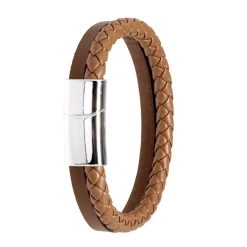 Ensemble montre et bracelet homme simili marron