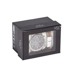 Ensemble montre et bracelet homme simili marron