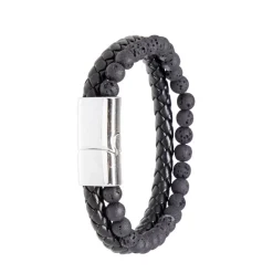 Ensemble montre et bracelet homme simili noir