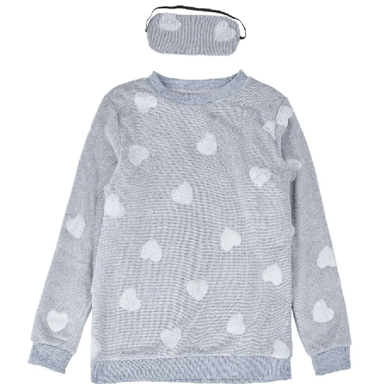 Ensemble pyjama hiver motif coeur avec masque de nuit