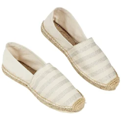 Espadrilles Femme beige rayé gris pailleté T36/40
