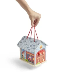 Ferme ou hôpital ou caserne de pompiers pliable en bois 20,5x17,5xH19cm