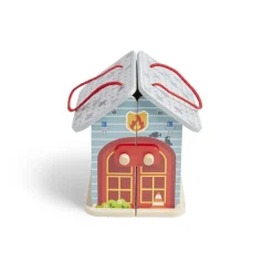 Ferme ou hôpital ou caserne de pompiers pliable en bois 20,5x17,5xH19cm