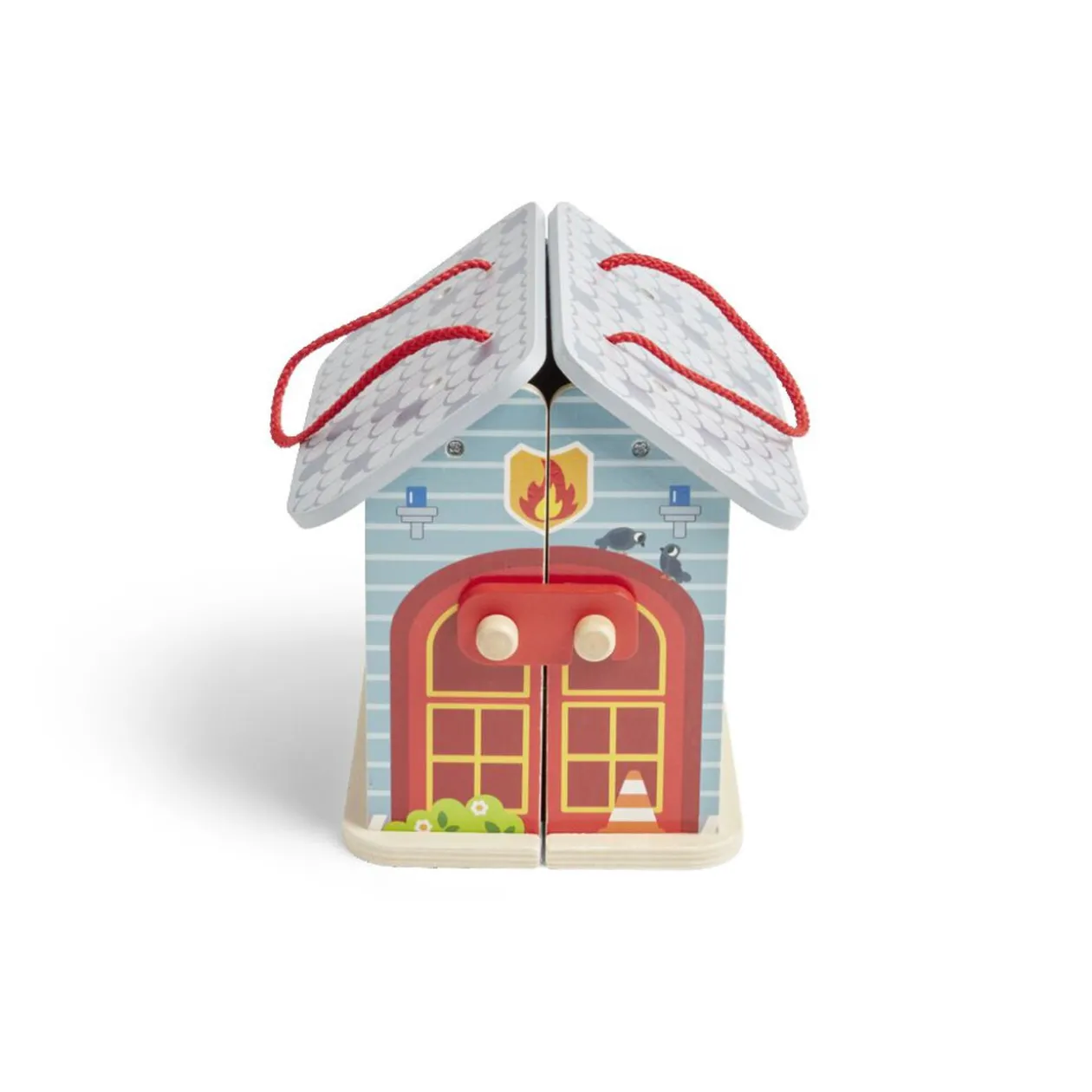 Ferme ou hôpital ou caserne de pompiers pliable en bois 20,5x17,5xH19cm