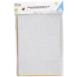 Feuille en papier mousse colorée pailletéex6