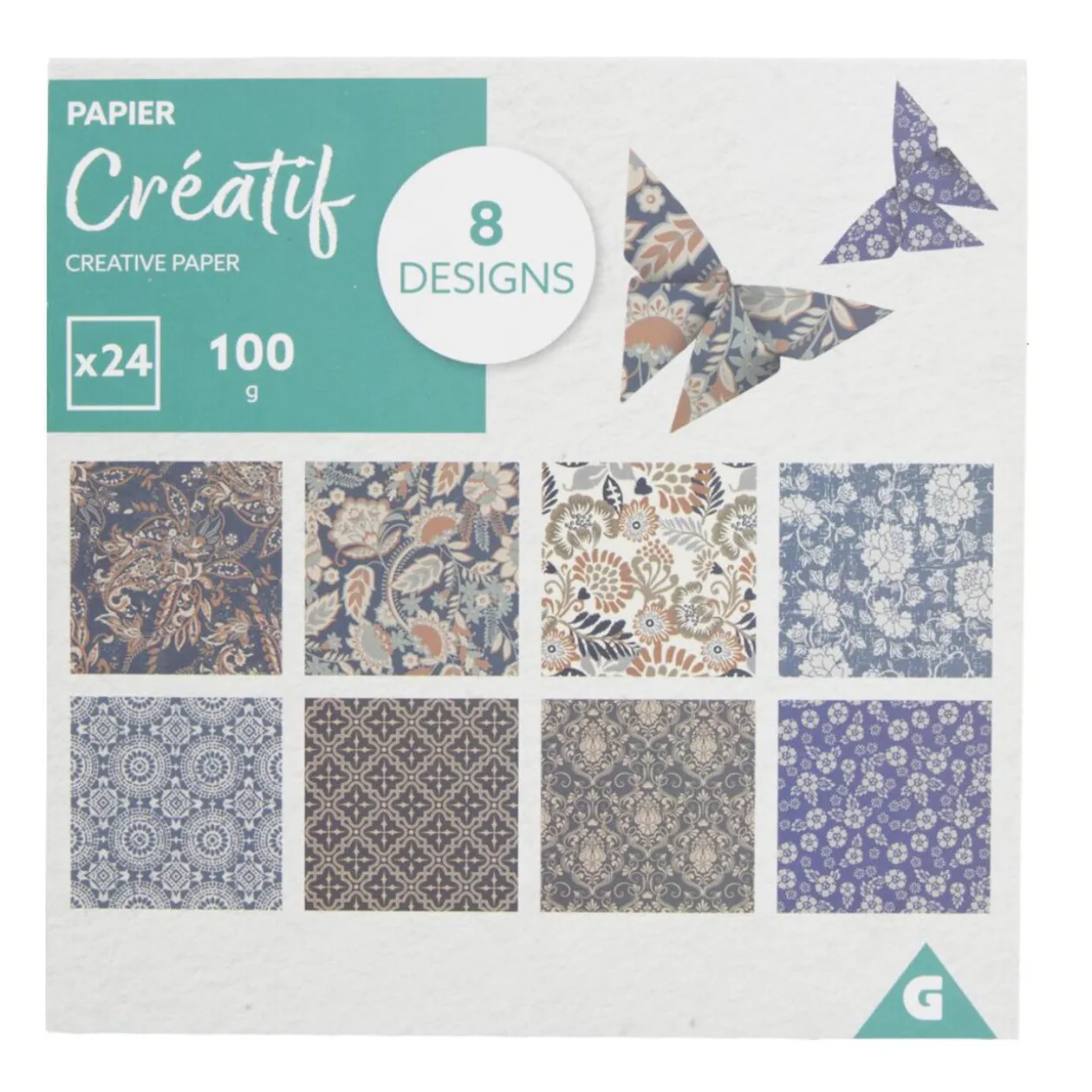 Feuilles de papier créatif 8 designs 24 pages L15x15cm