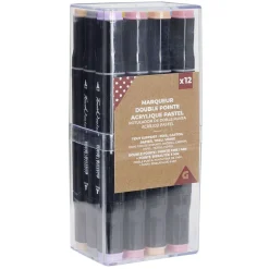 Feutres double pointe acrylique pastel x12