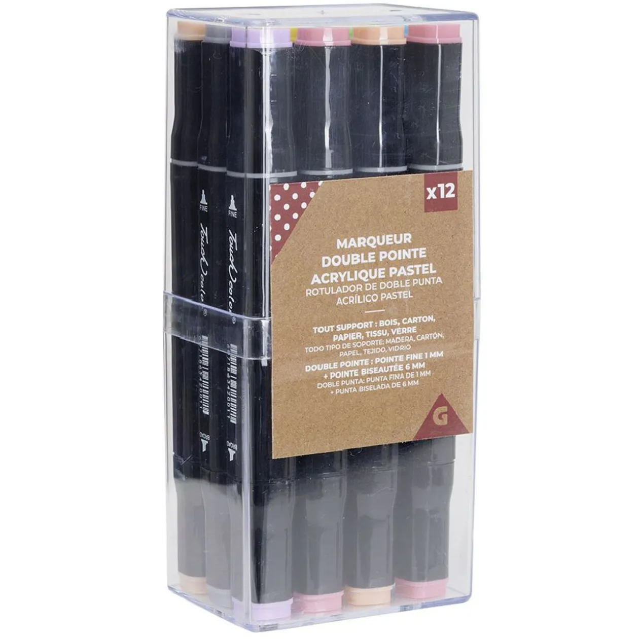 Feutres double pointe acrylique pastel x12