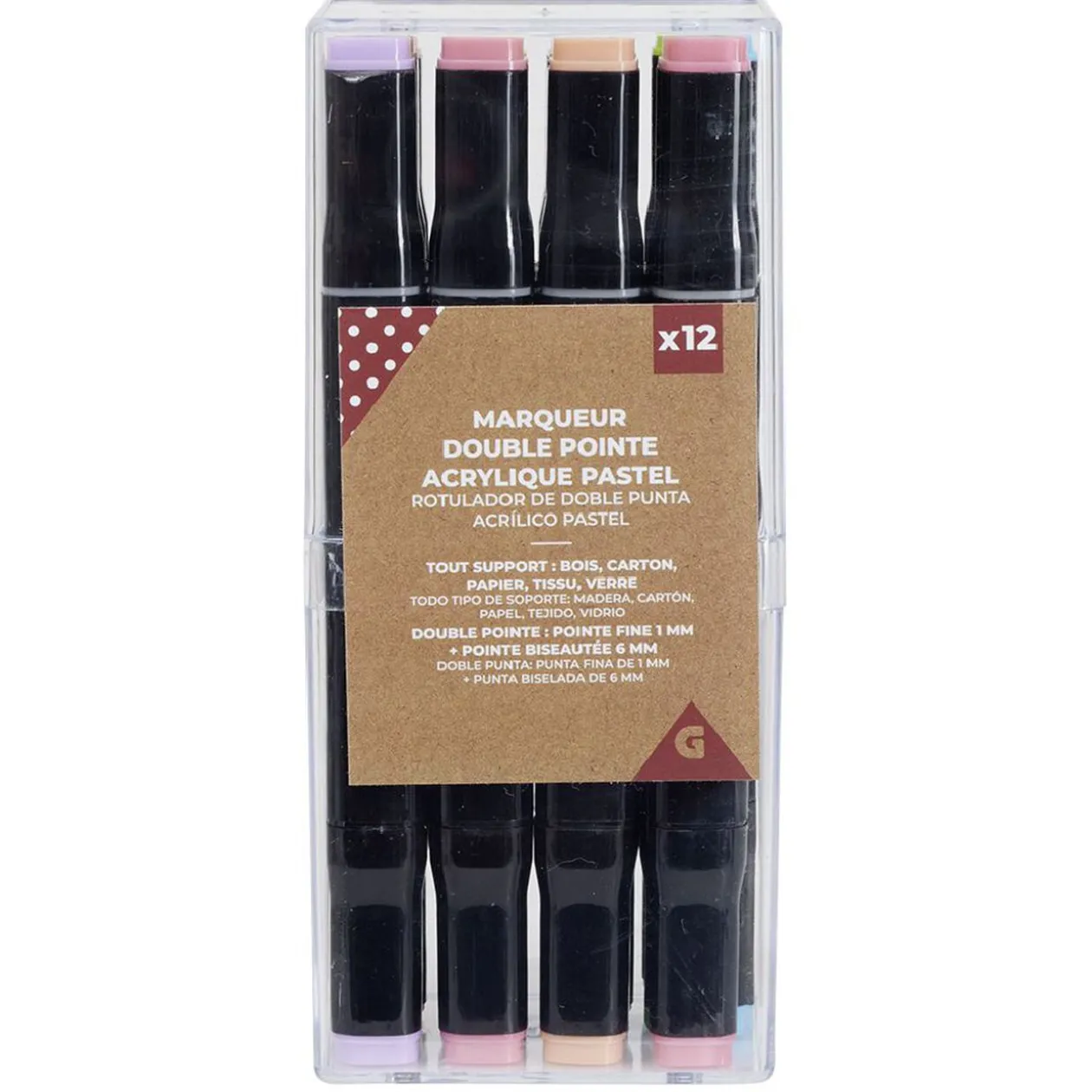 Feutres double pointe acrylique pastel x12