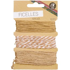 Ficelle blanc beige L. 5 m x3