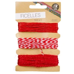 Ficelle rouge blanc L. 5 m x3