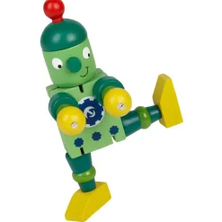 Figurine robot marionette en bois