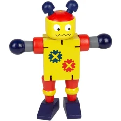 Figurine robot marionette en bois