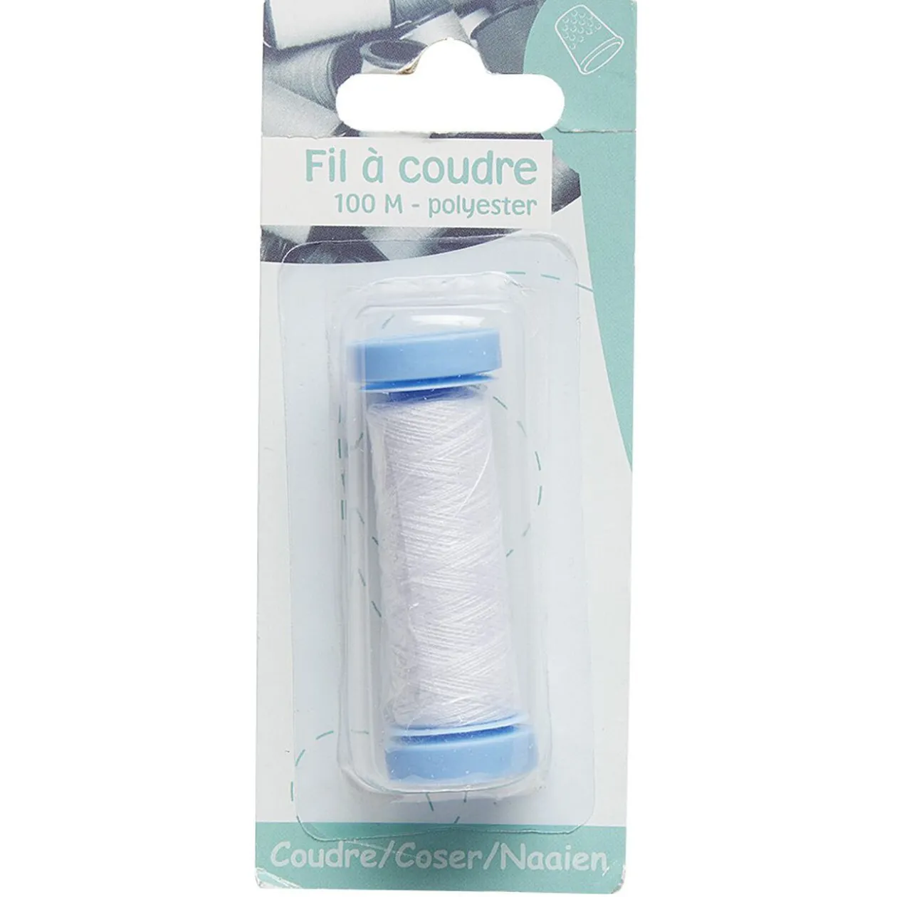 Fil à coudre polyester blanc 100 m