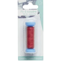 Fil à coudre polyester rouge 100 m
