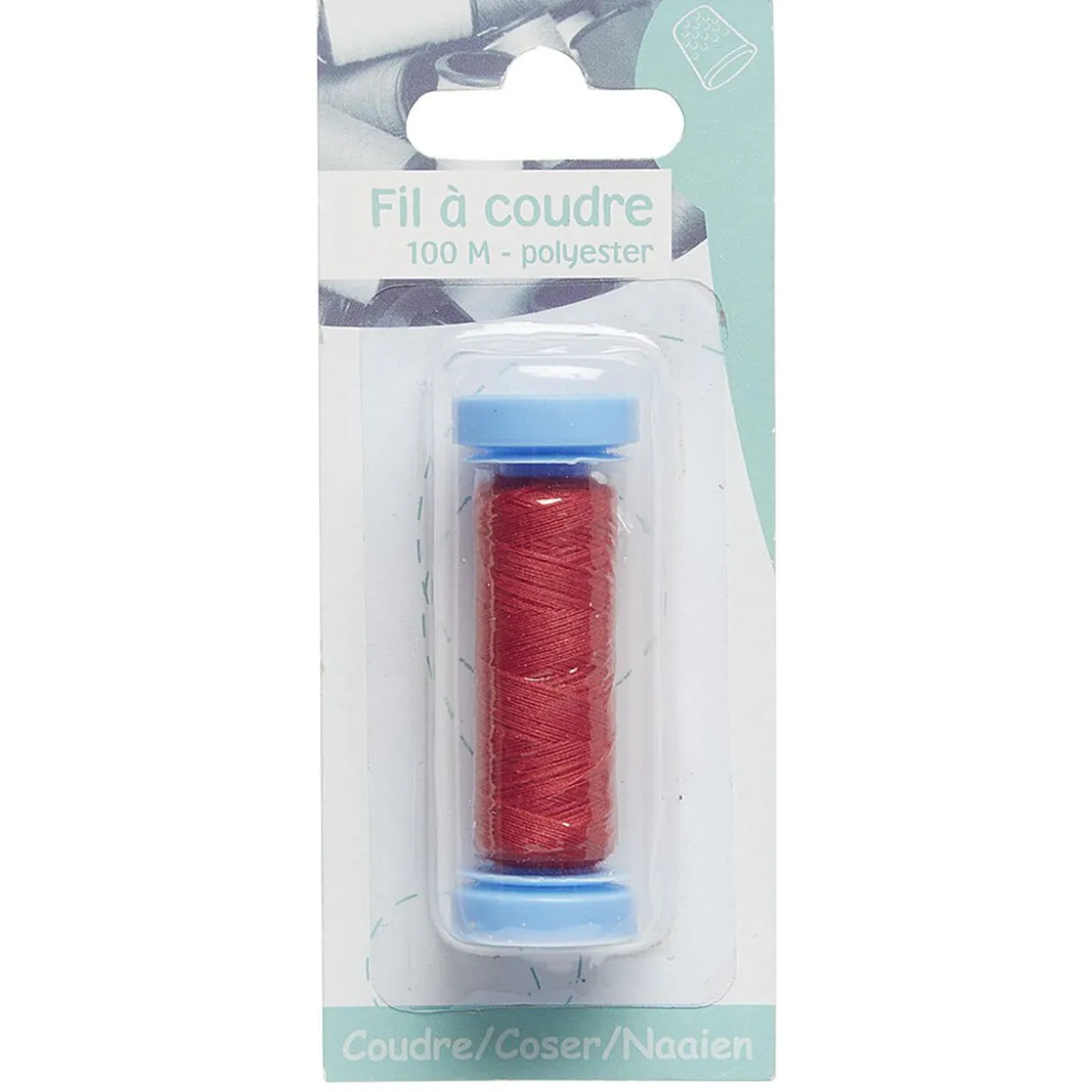 Fil à coudre polyester rouge 100 m