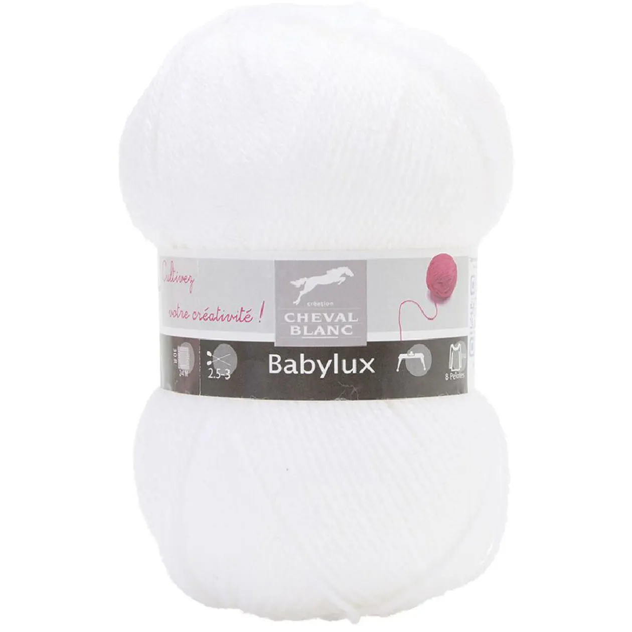 Fil à tricoter Babylx blanc 50 g