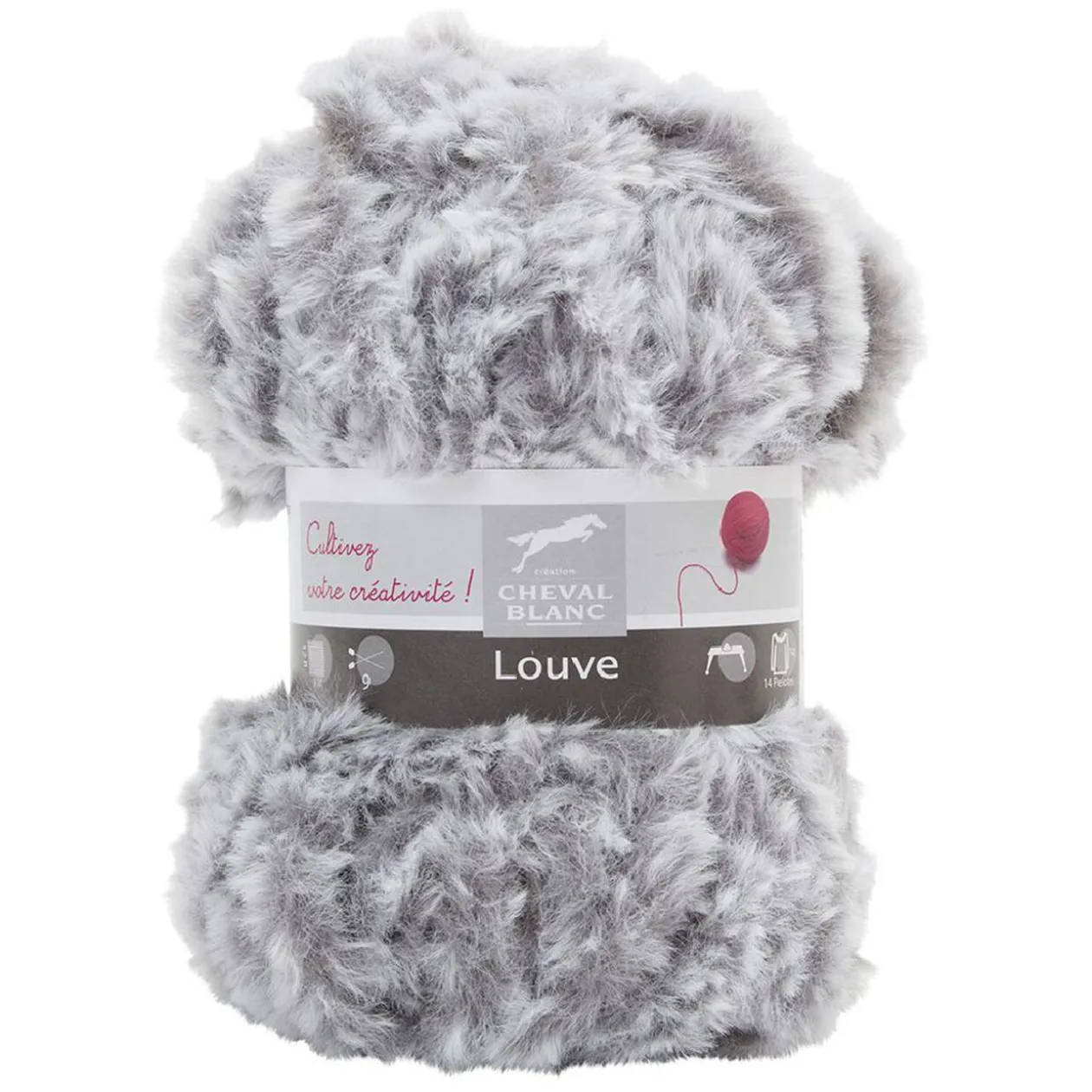 Fil à tricoter Louve gris 50 g