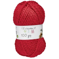 Fil à tricoter rouge acrylique