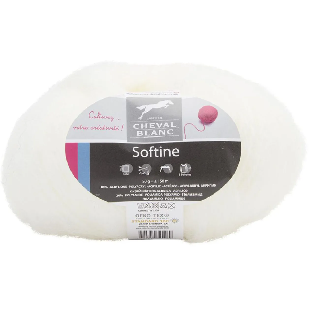 Fil à tricoter Softine blanc écru 50 g
