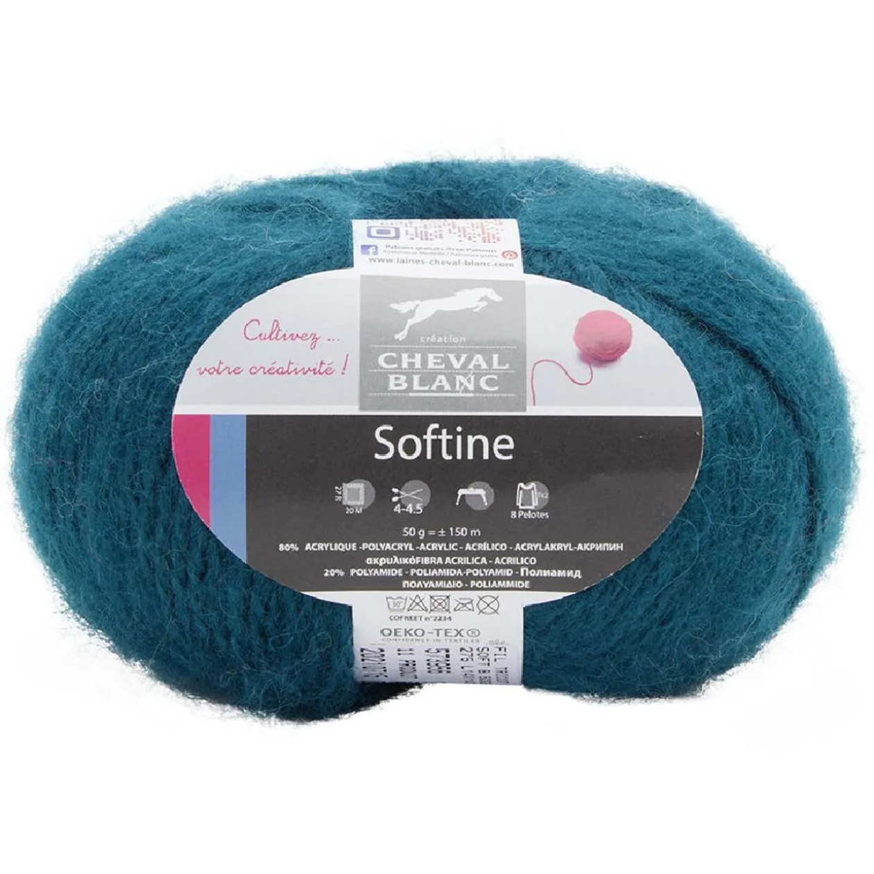 Fil à tricoter Softine bleu 50 g