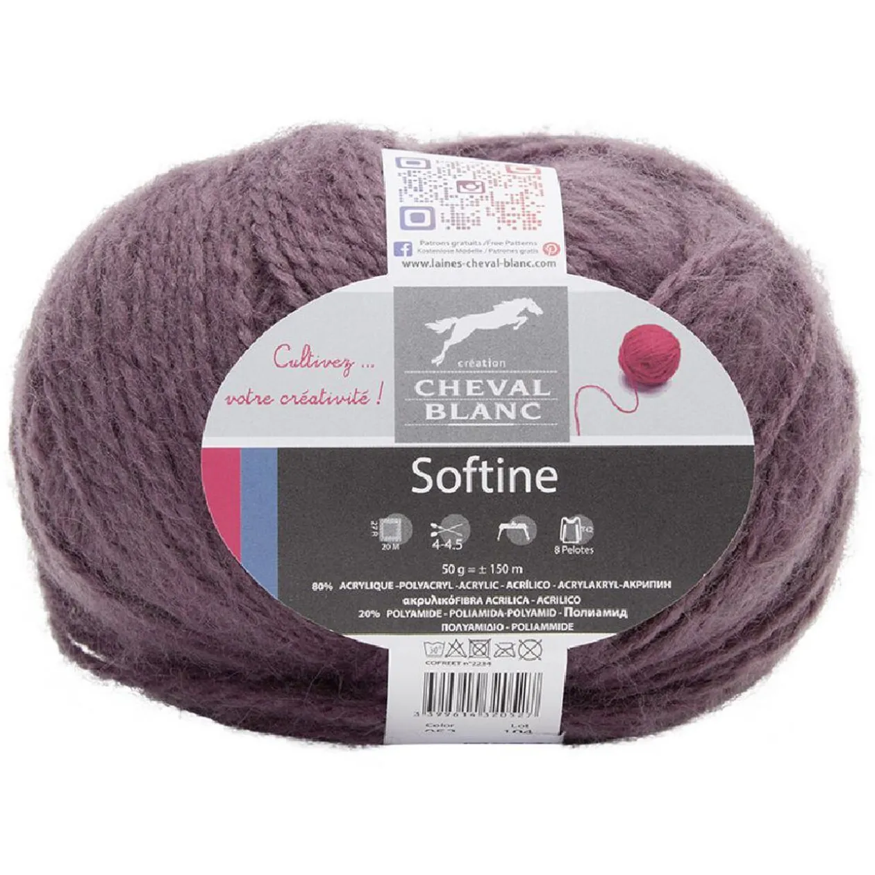 Fil à tricoter Softine violet 50 g