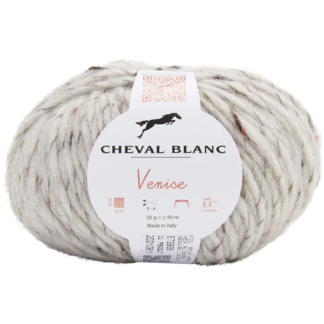 Fil à tricoter Venise blanc écru 50 g