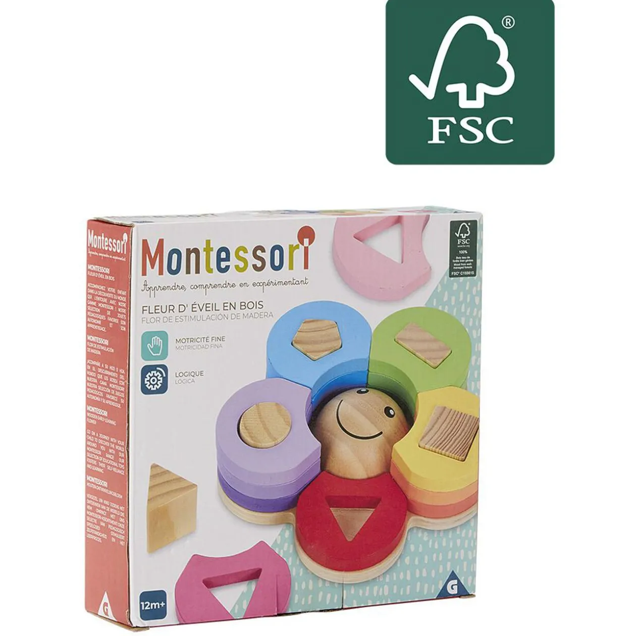 Fleur d'éveil en bois certifié FSC® Montessori