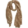 Foulard camel imprimé pois irréguliers dorés
