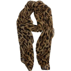 Foulard imprimé léopard camel plissé