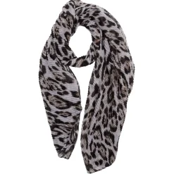 Foulard imprimé léopard marron plissé